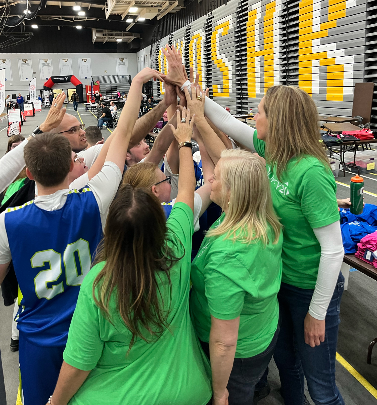 Journey21 Basketball huddle